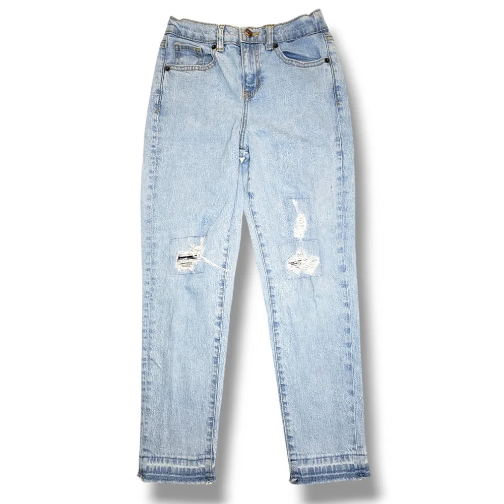 Cat & Jack Girls 10 Light Wash Straight Jean Distressed